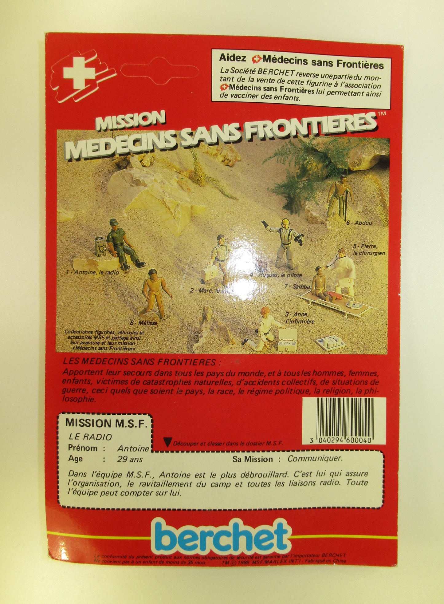 Antoine 3.75" Mission Medecins Sans Frontieres Figure Berchet 1989 MOC Sealed GI Joe Style