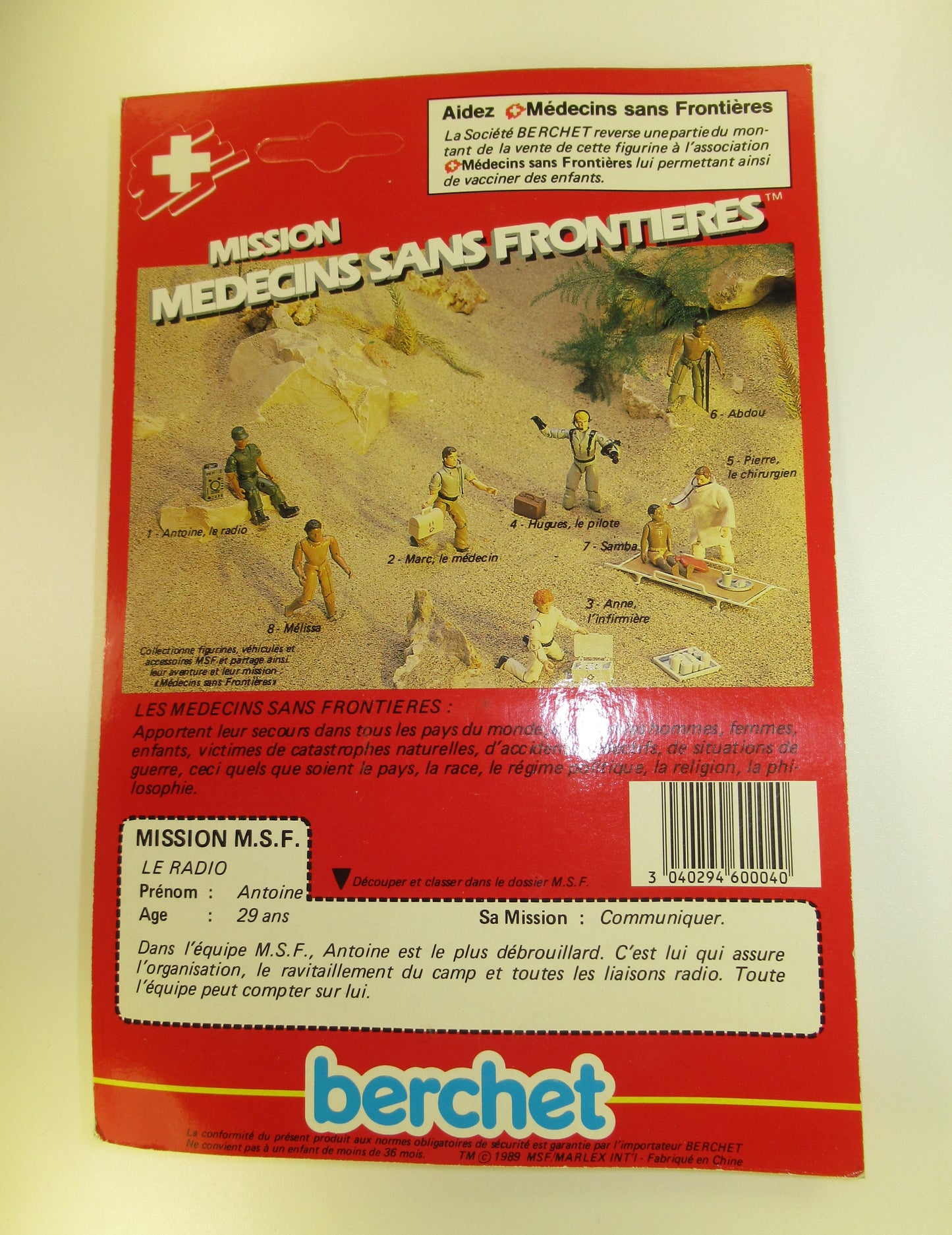 Antoine 3.75" Mission Medecins Sans Frontieres Figure Berchet 1989 MOC Sealed GI Joe Style