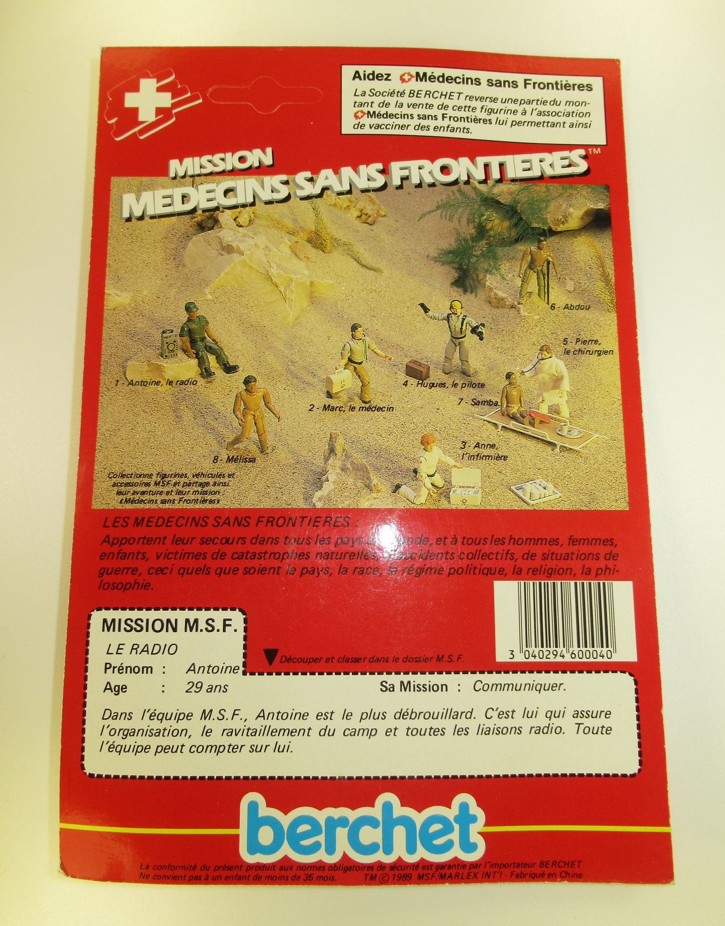 Antoine 3.75" Mission Medecins Sans Frontieres Figure Berchet 1989 MOC Sealed GI Joe Style