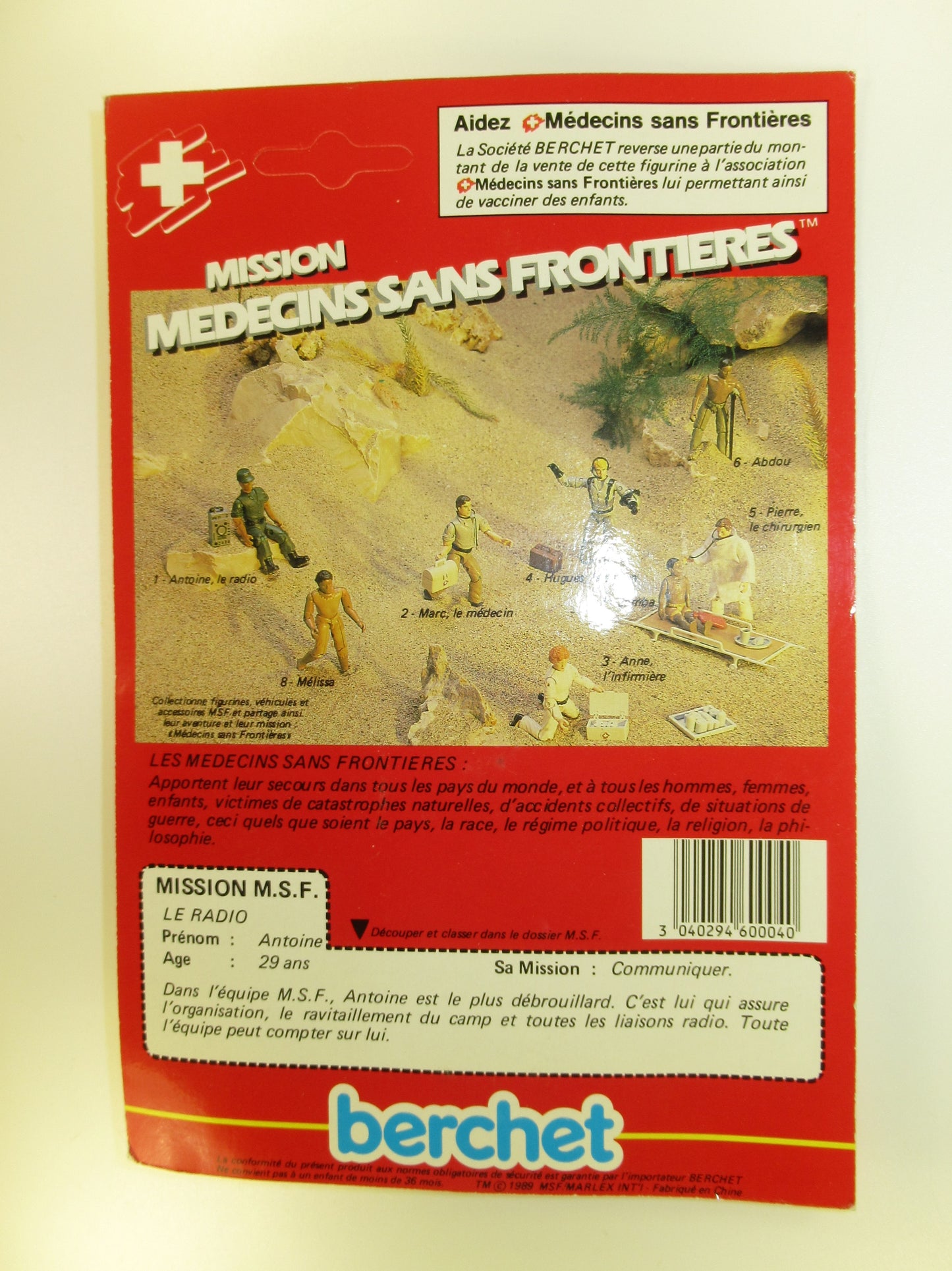 Antoine 3.75" Mission Medecins Sans Frontieres Figure Berchet 1989 MOC Sealed GI Joe Style